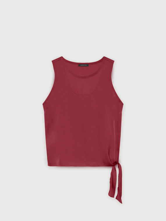 Top aus Satin mit Knoten