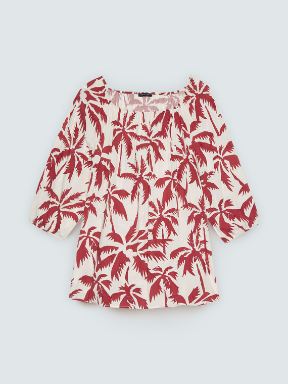 Off-shoulder blouse with print