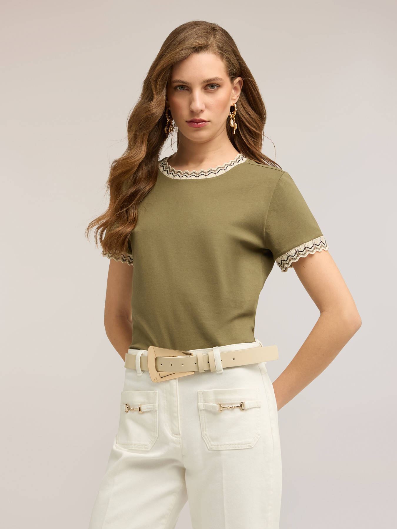 T-shirt with knitted edges image number 0