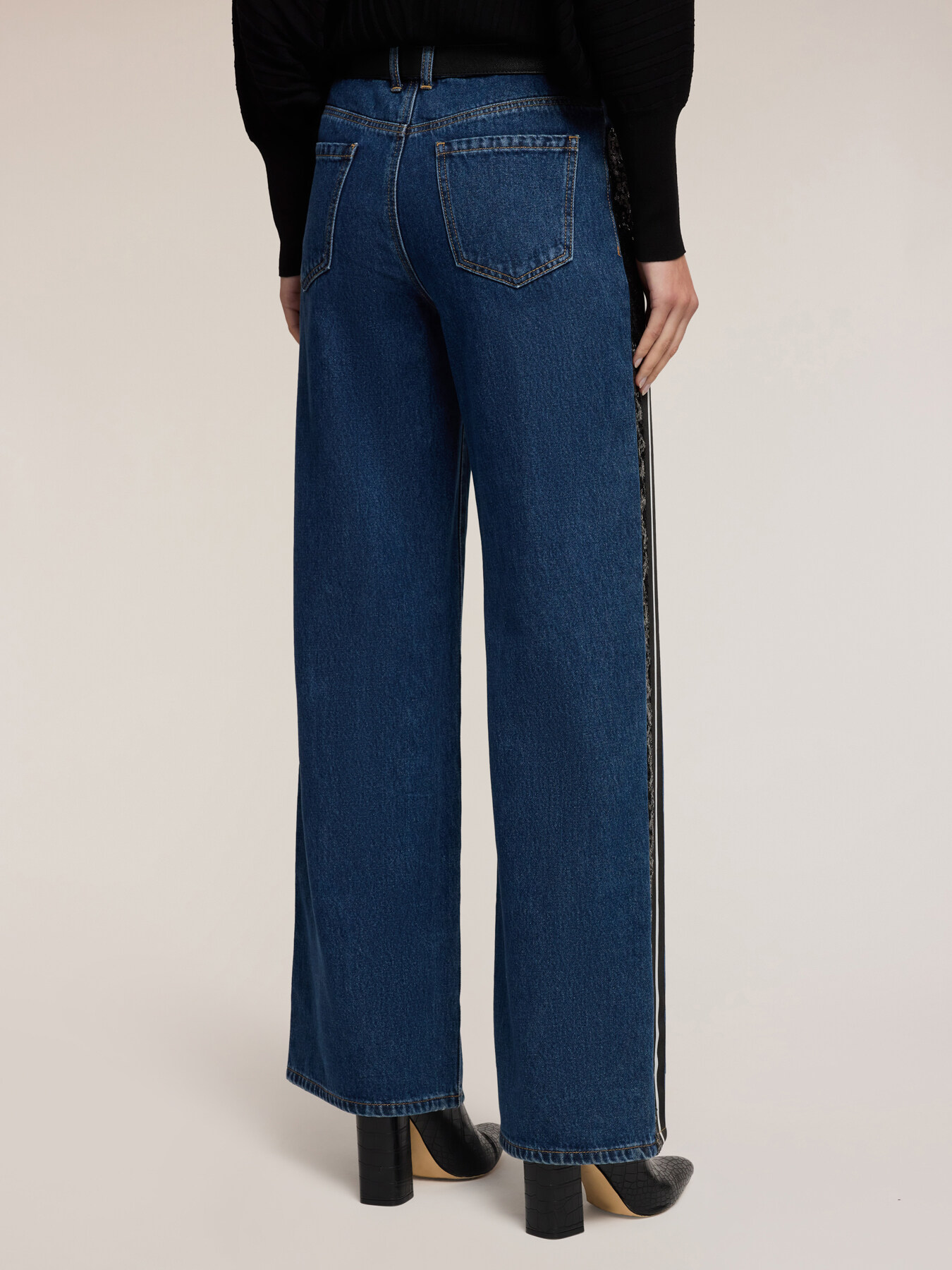 Palazzo jeans with side bands image number 1
