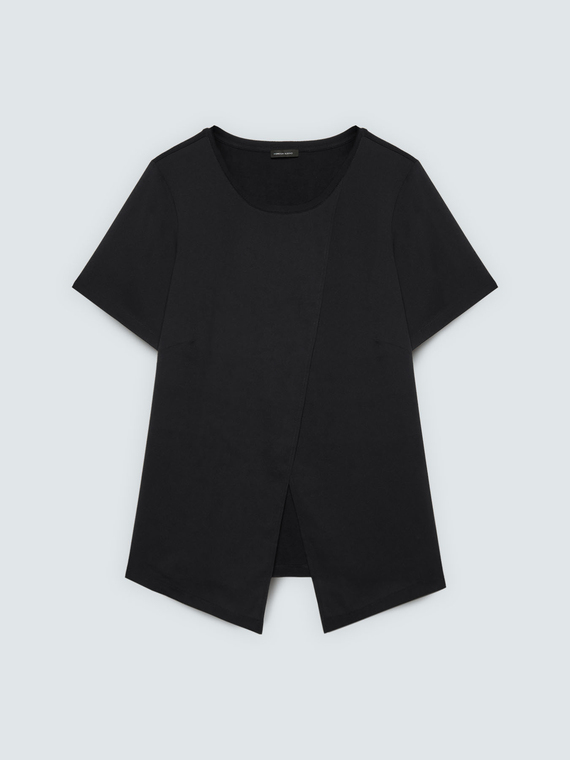 Zweifarbiges T-Shirt mit Brieftaschen-Detail