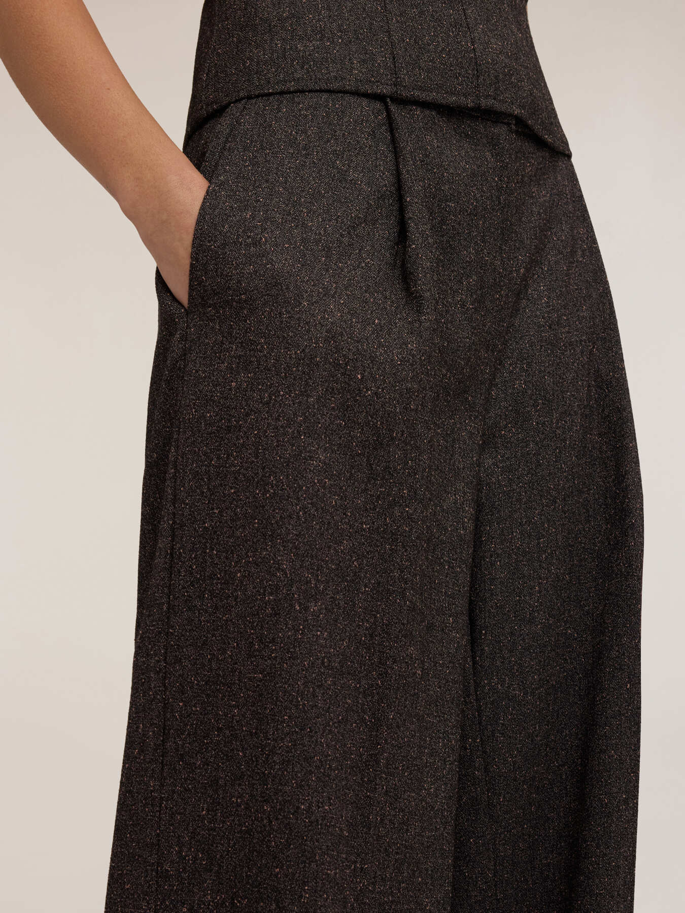 Palazzo pants in yarn-dyed fabric image number 2