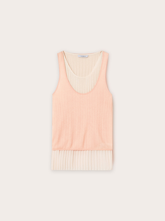 Top in jersey con canotta a coste