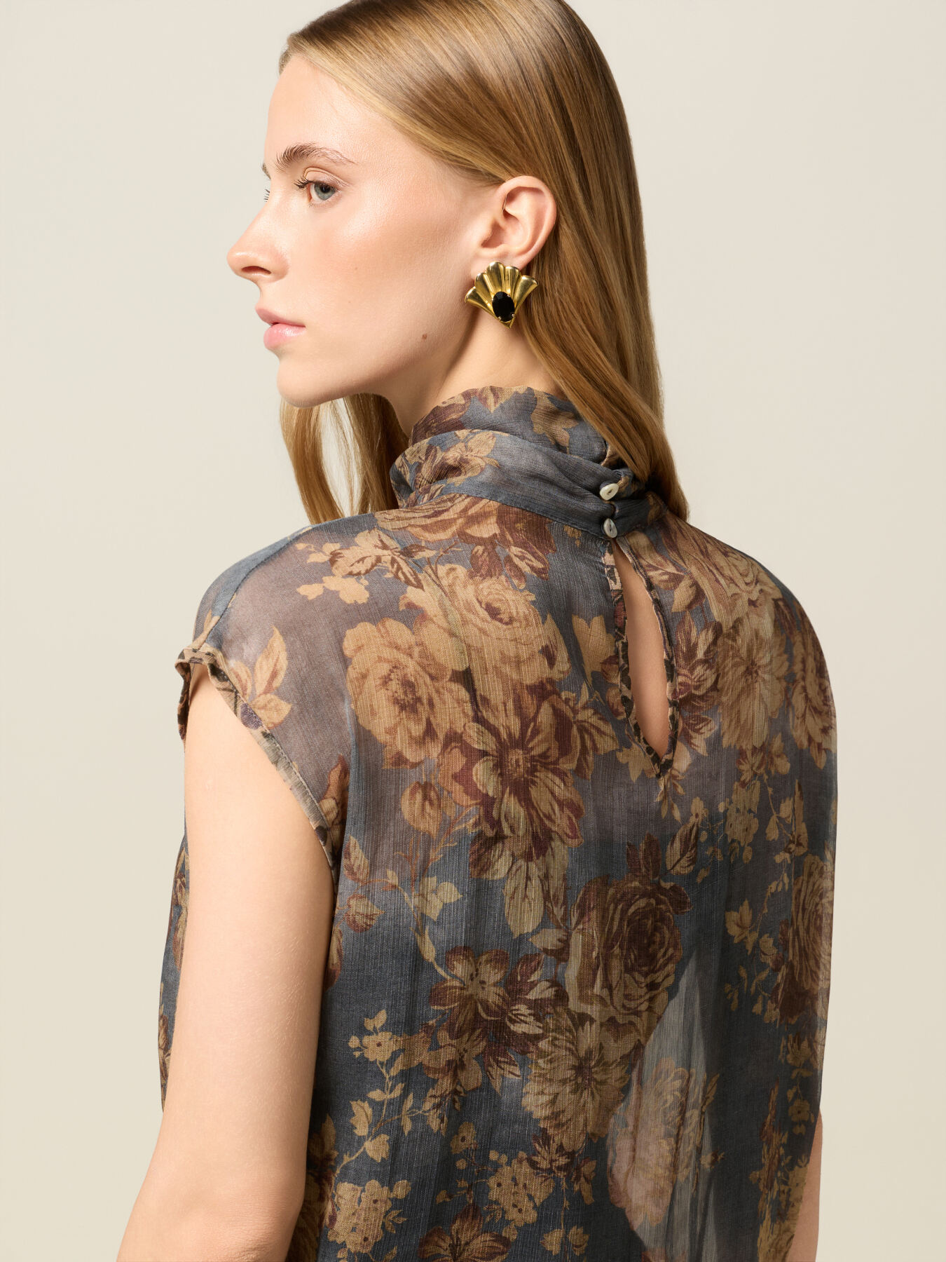 Ärmellose Bluse mit Muster image number 2