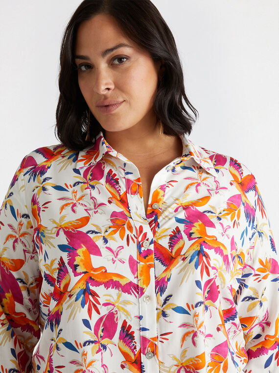 Chemise boxy à imprimé Parrot amp; Palm