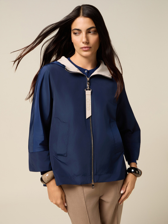Nylon jacket with hood and zip
