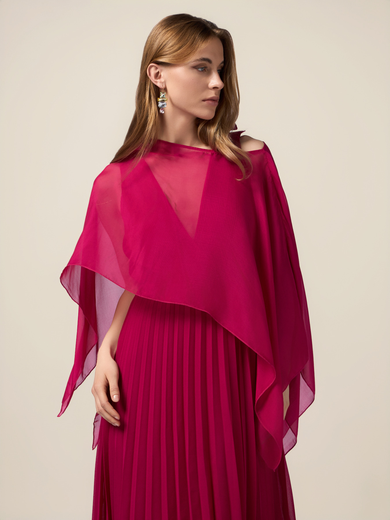 Silk blend chiffon shrug image number 0