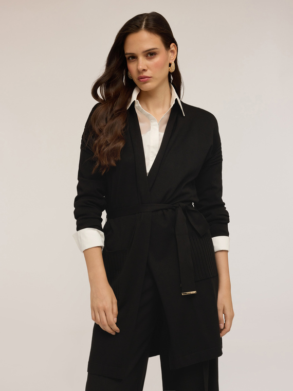 Cardigan lung cu curea