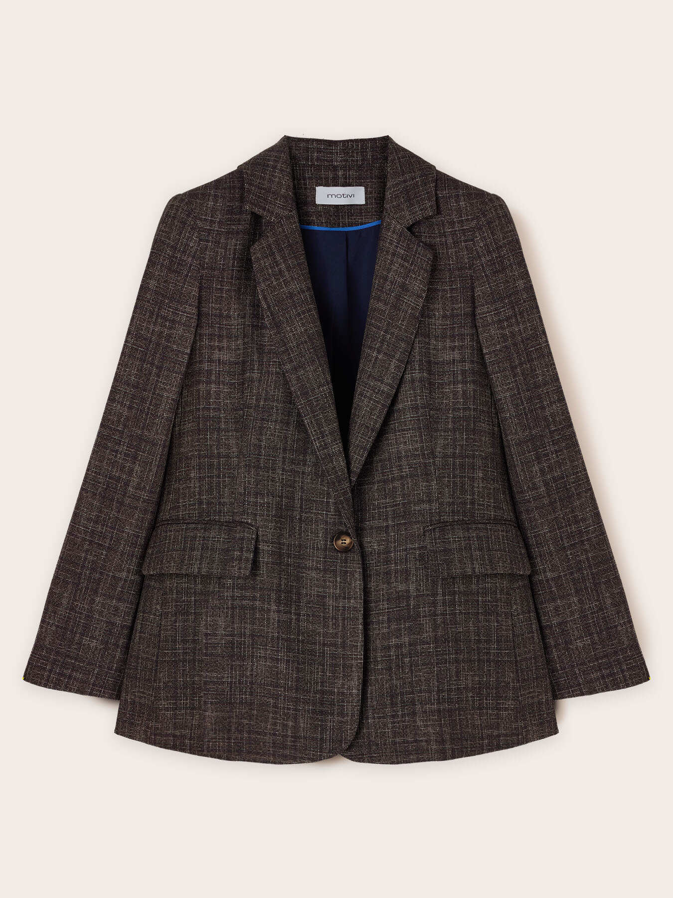 Blazer croisé simple teint en fil image number 4