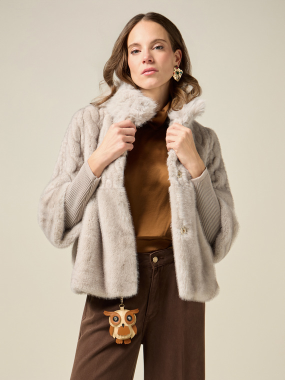 Giubbotto in tessuto effetto peluche a doppia lavorazione