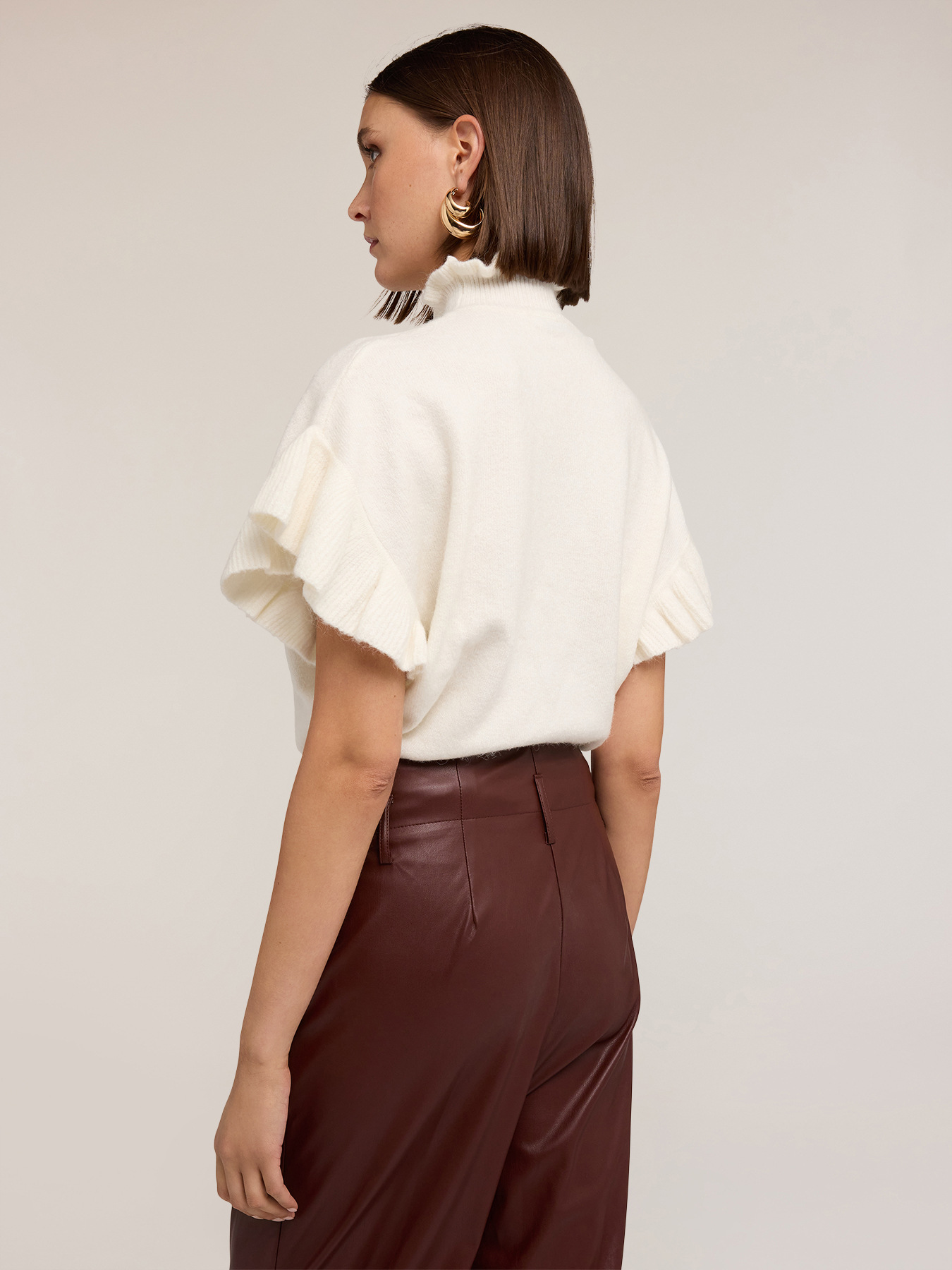 Oversize-Pullover mit Zopfmuster und R&uuml;schen image number 1