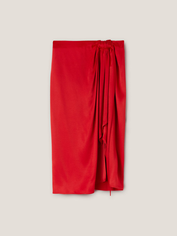 Eleganter Satin-Rock mit Torchon
