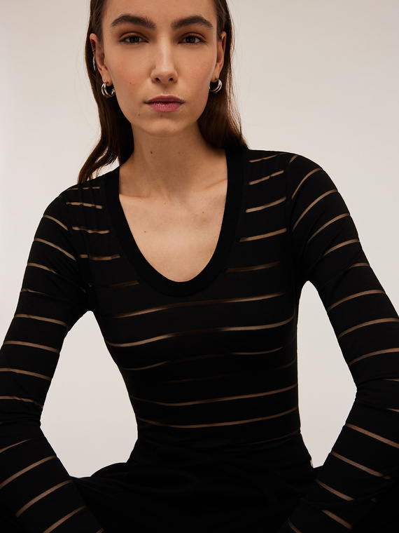 Body in jersey devoré a righe