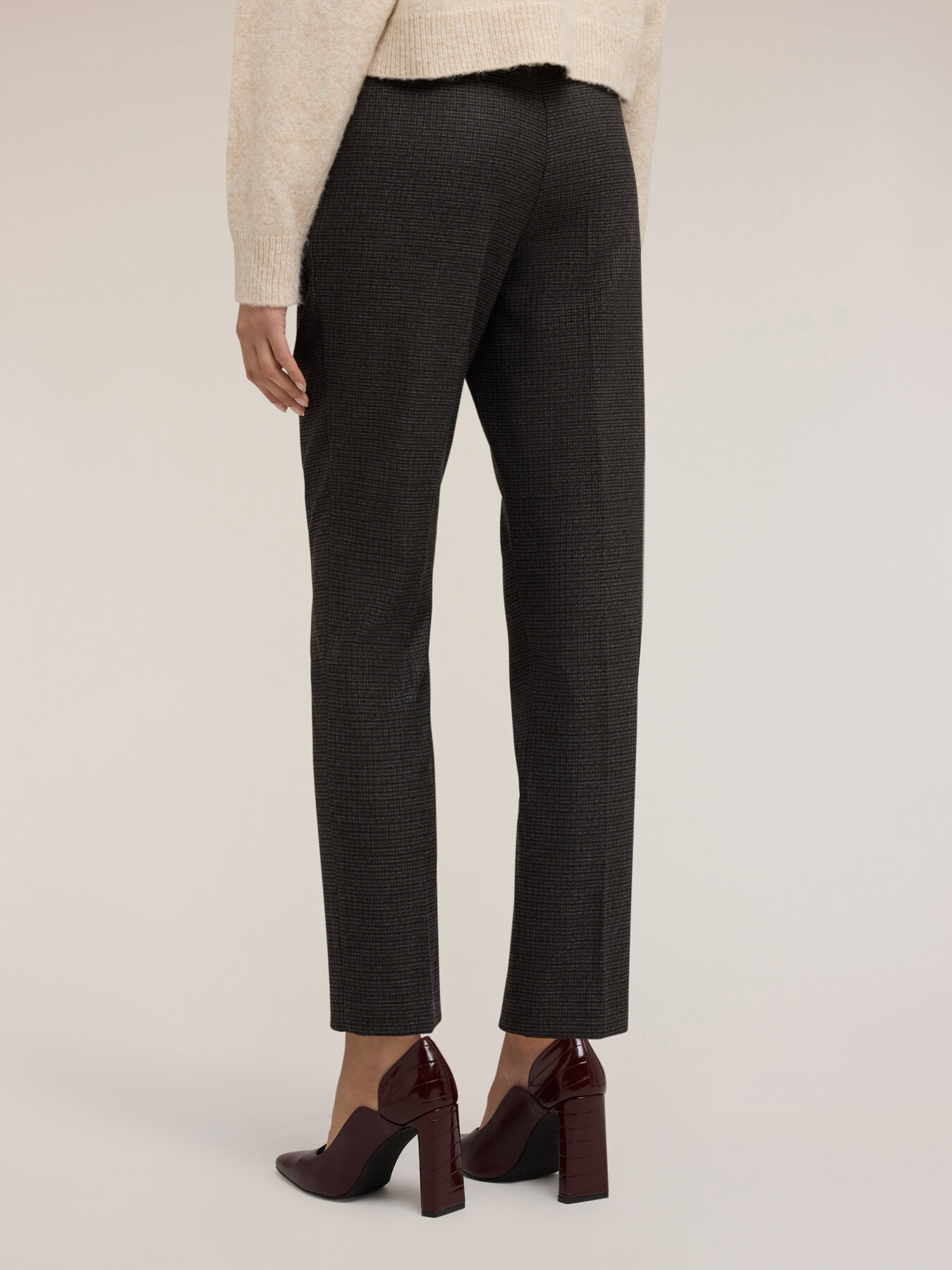 Pantaloni regulari din țesătură vopsită &icirc;n fir image number 1