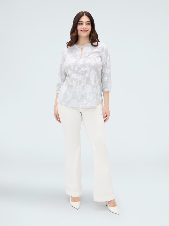 Bluse aus Jacquard-Baumwolle mit Blumenstickerei