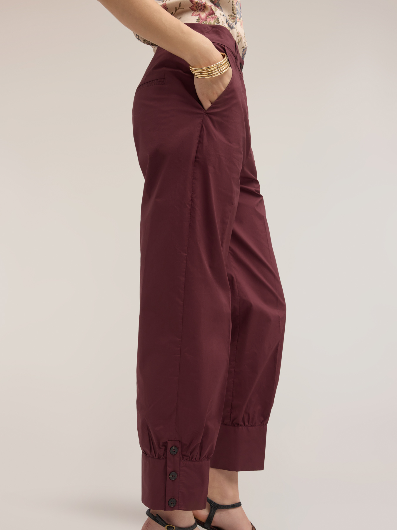 Hose mit B&uuml;ndchen aus Popeline image number 3