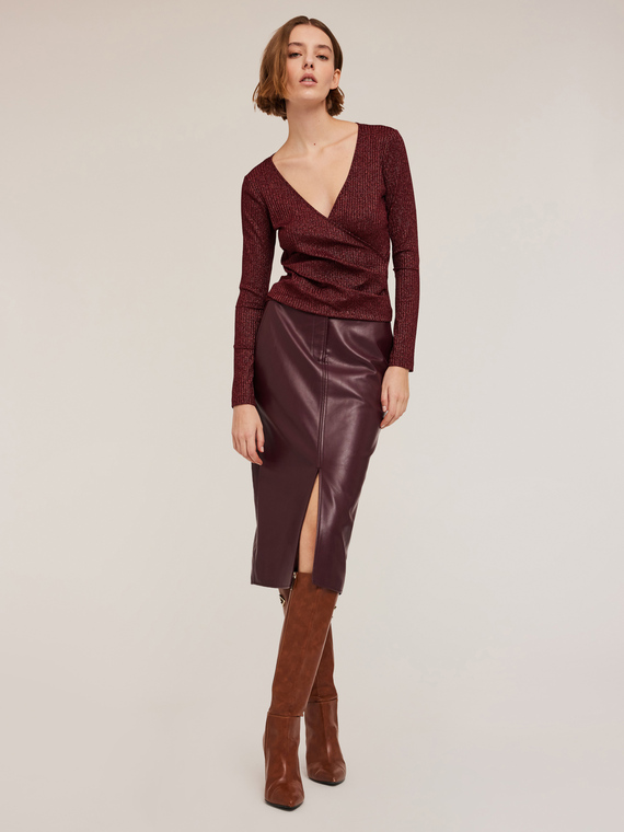 Maglia ad incrocio a coste lurex