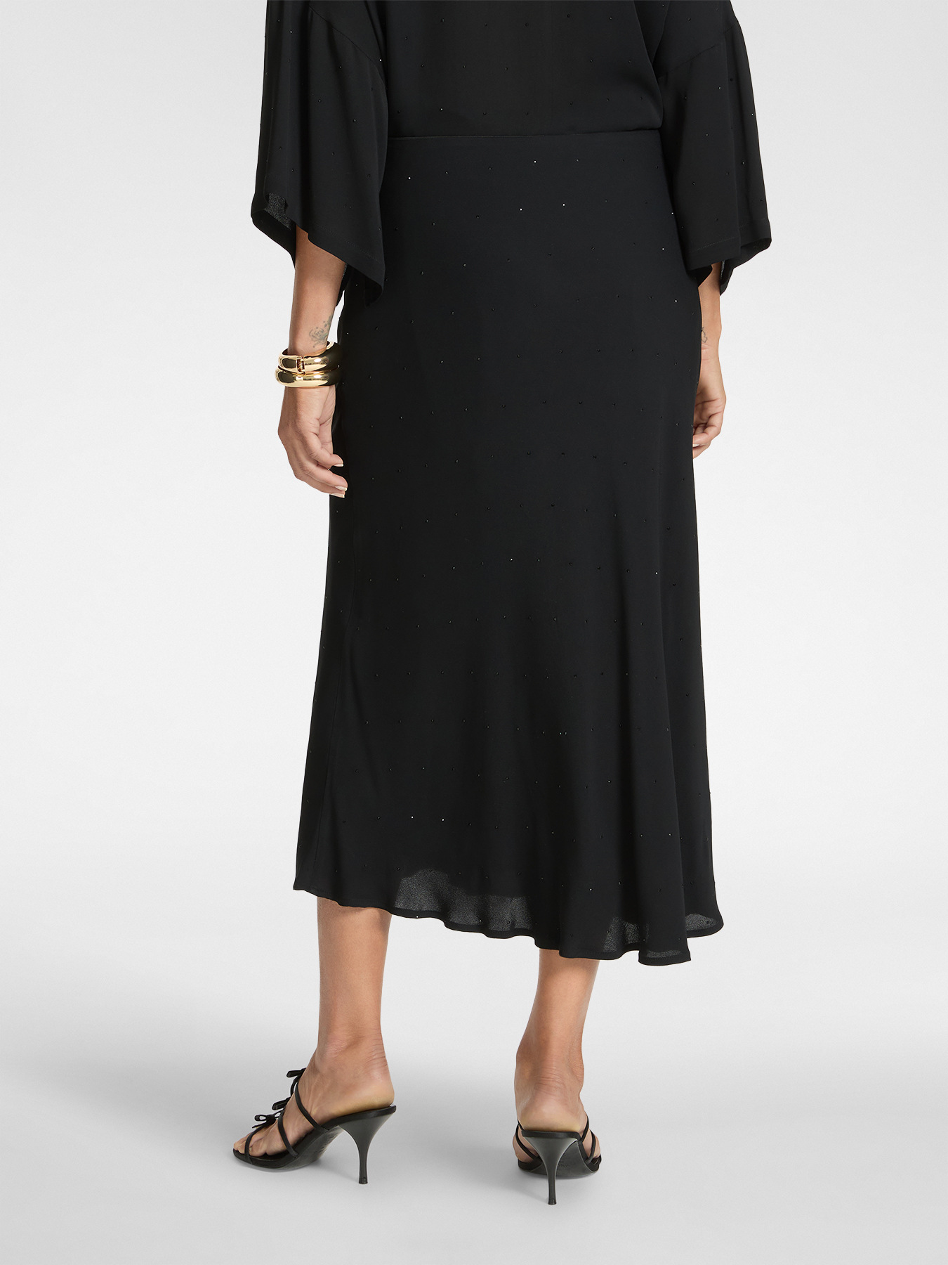 Gonna lunga ad A in viscosa ricamata image number 1