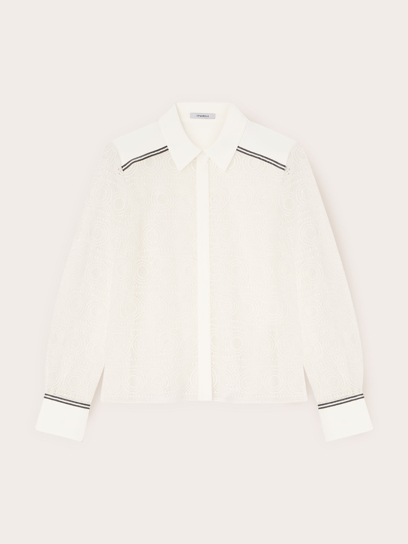 Macram&eacute; lace shirt with contrasting bands image number 4