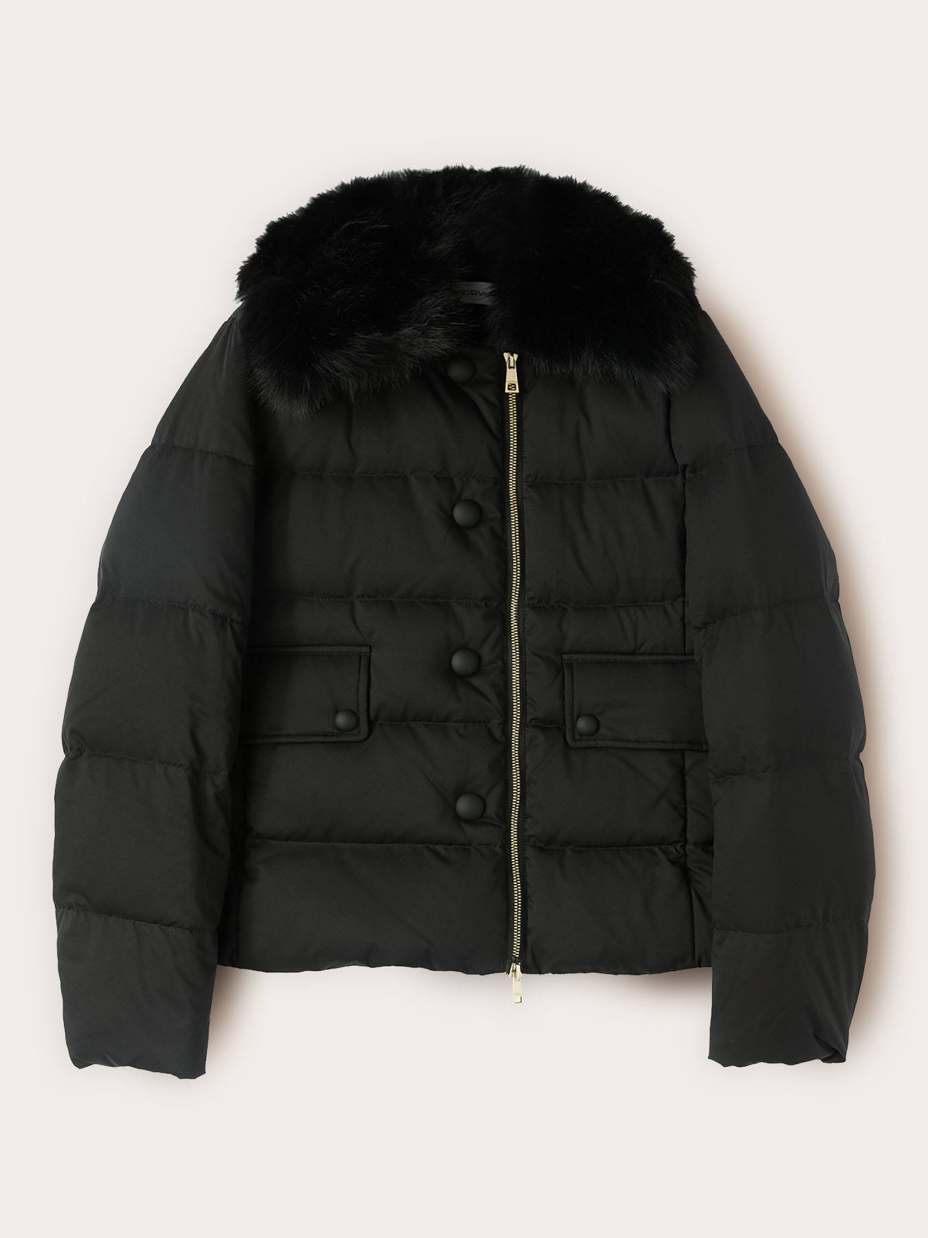 Heavy short down jacket with high collar image number 4