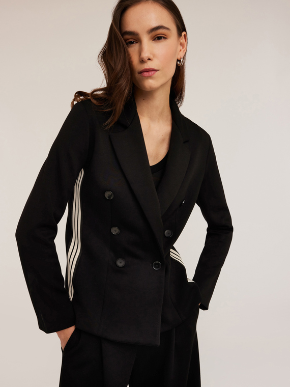 Giacca blazer doppiopetto con banda laterale