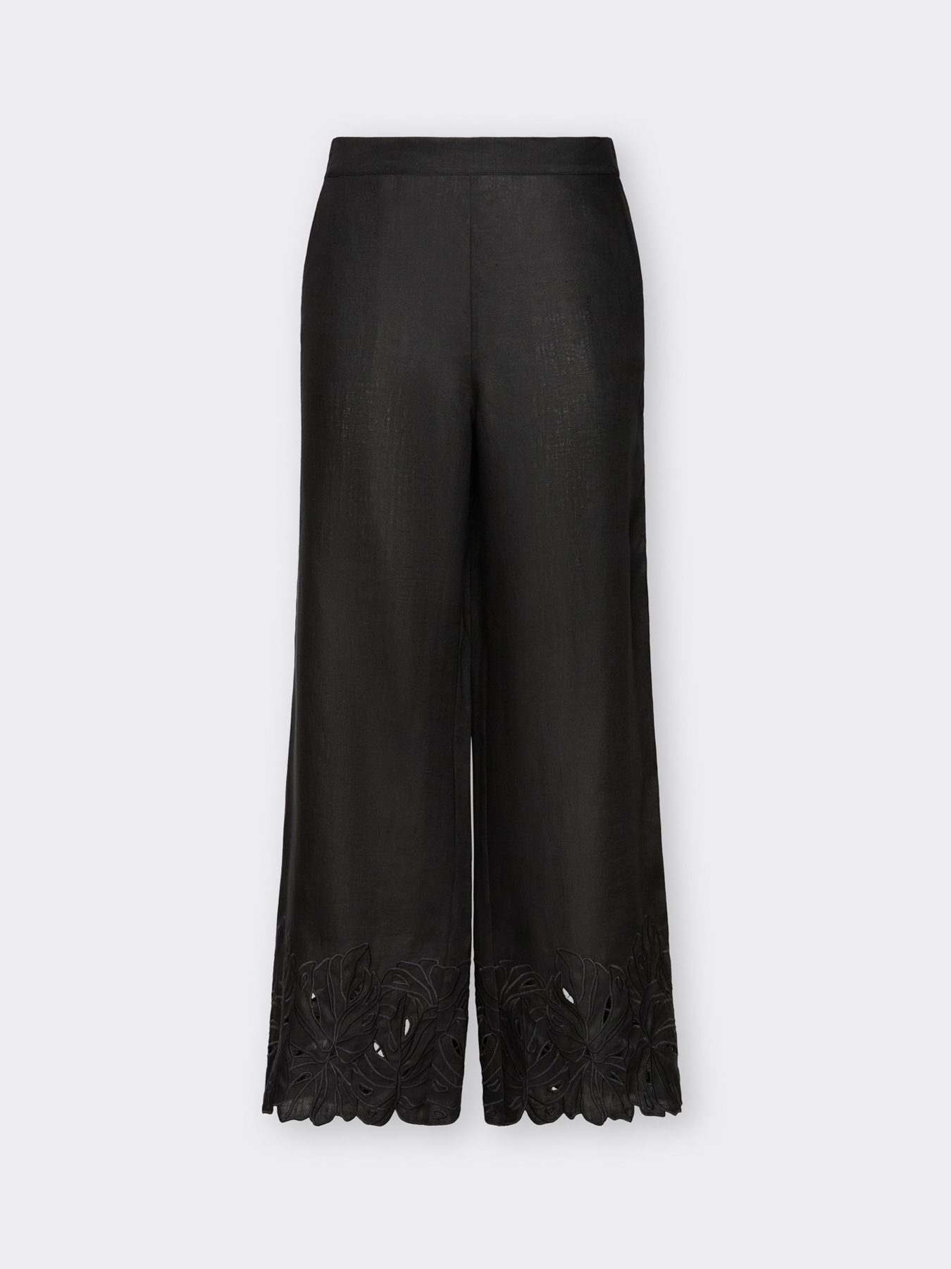 Pantaloni in lino con bordi ricamati image number 4