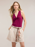 Draped V-neck top with piercing image number 2
