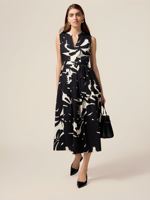 Robe évasée mi-longue en popeline