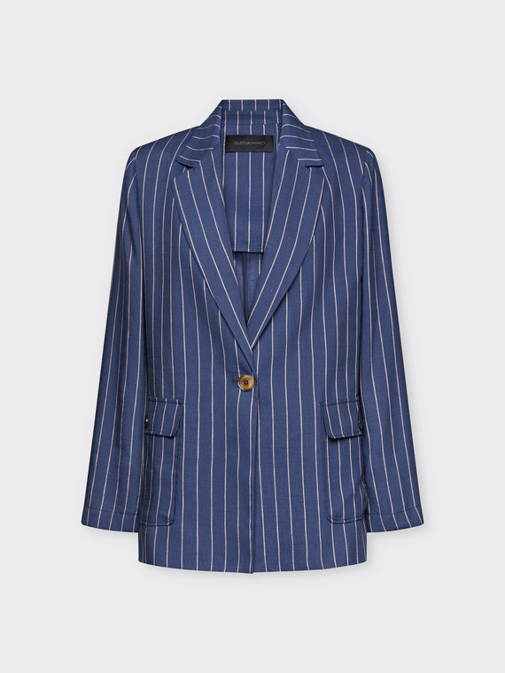 Veste à fines rayures en lin et lyocell