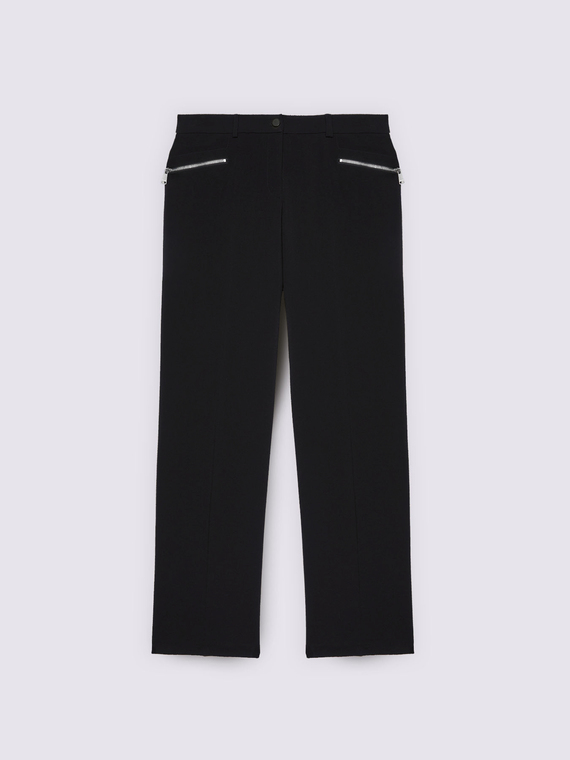 Pantaloni Wide Leg con zip decorative