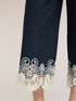 Pantaloni cropped din poplin cu dantelă image number 3