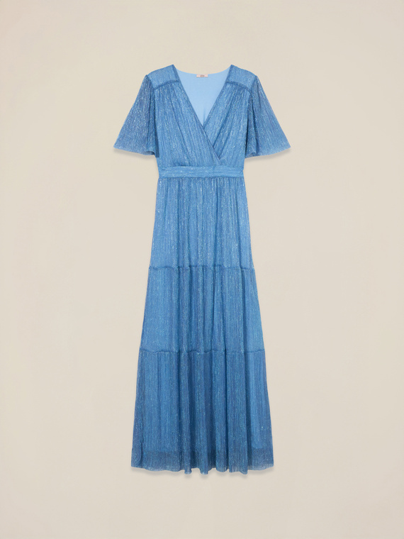 Long pleated lurex dress