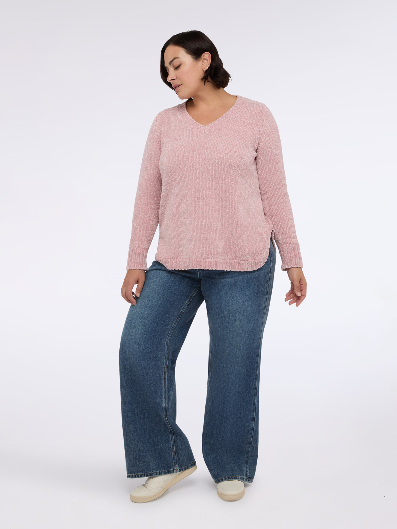 Pull chenille col en V image number 0