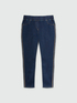 Jeggings lavaggio dark blue con profili dorati image number 4