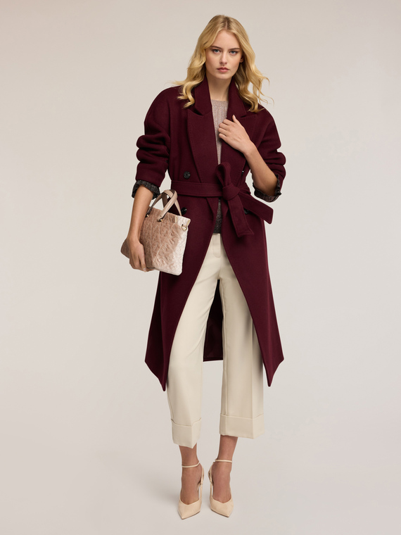 Manteau croisé en drap de laine mélangée
