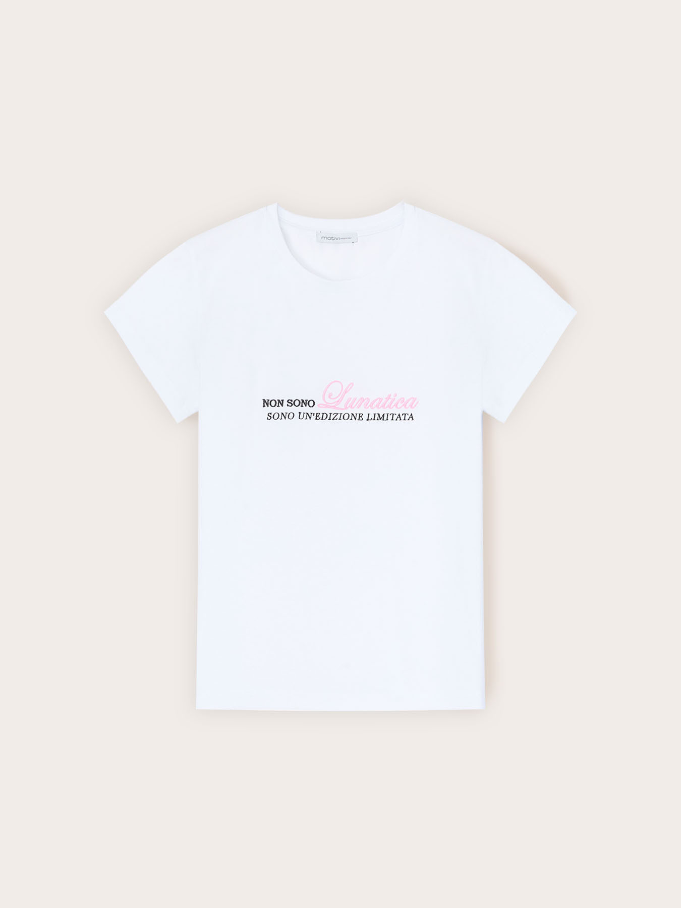 T-shirt in jersey con scritta ricamata image number 4