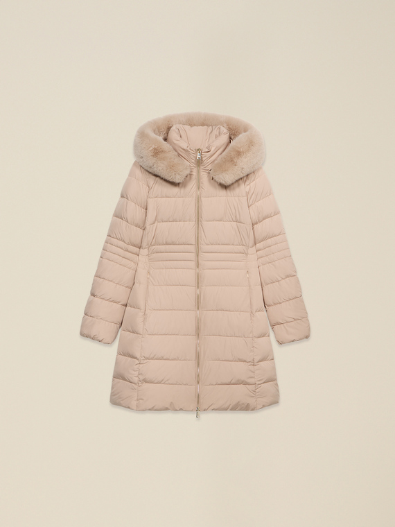 Piumino midi con cappuccio