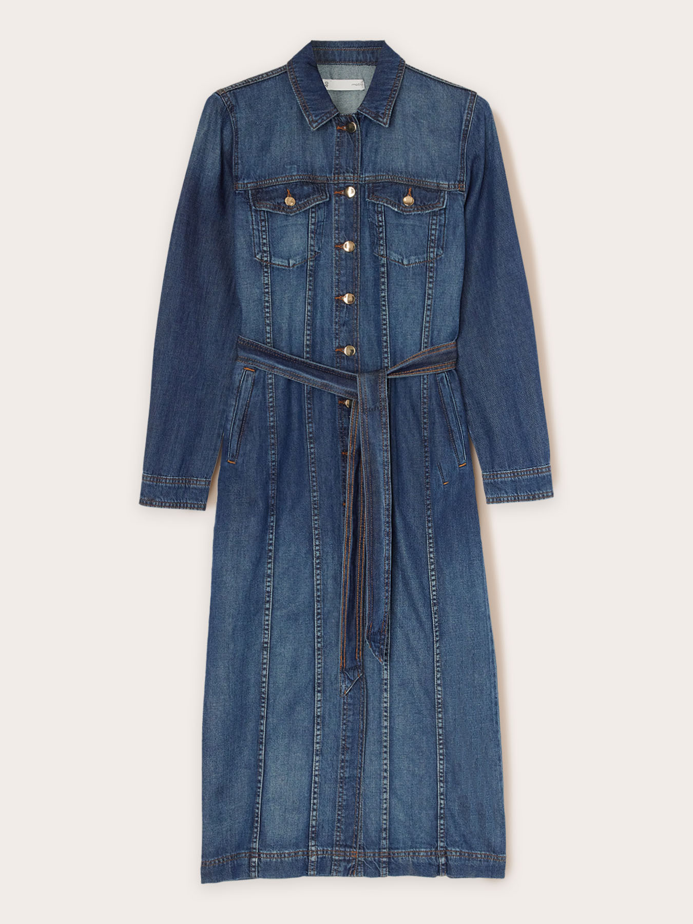 Denim and tencel blend shirtdress image number 4