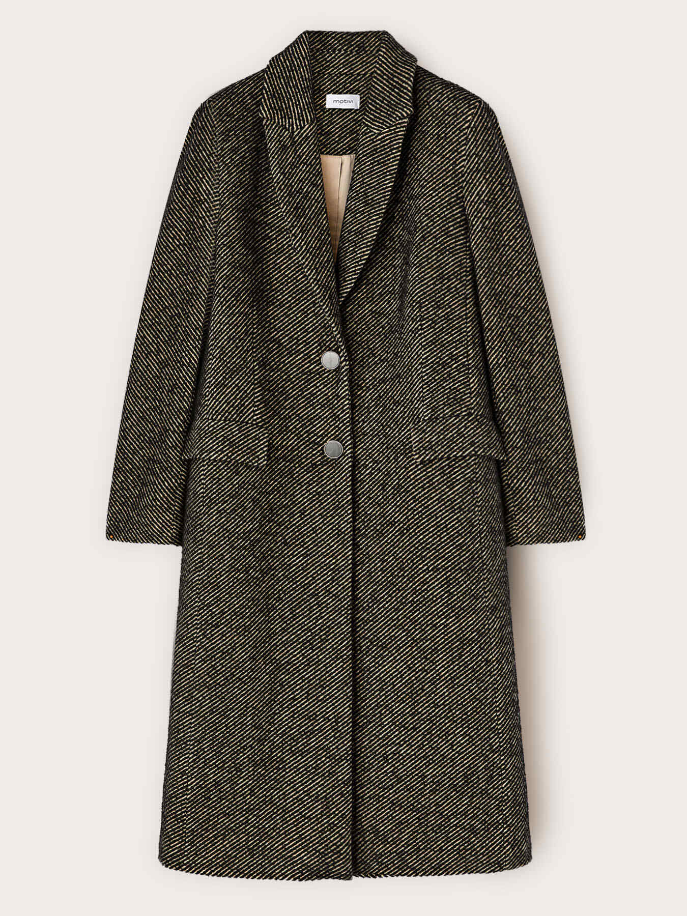 Long coat in yarn-dyed fabric image number 4