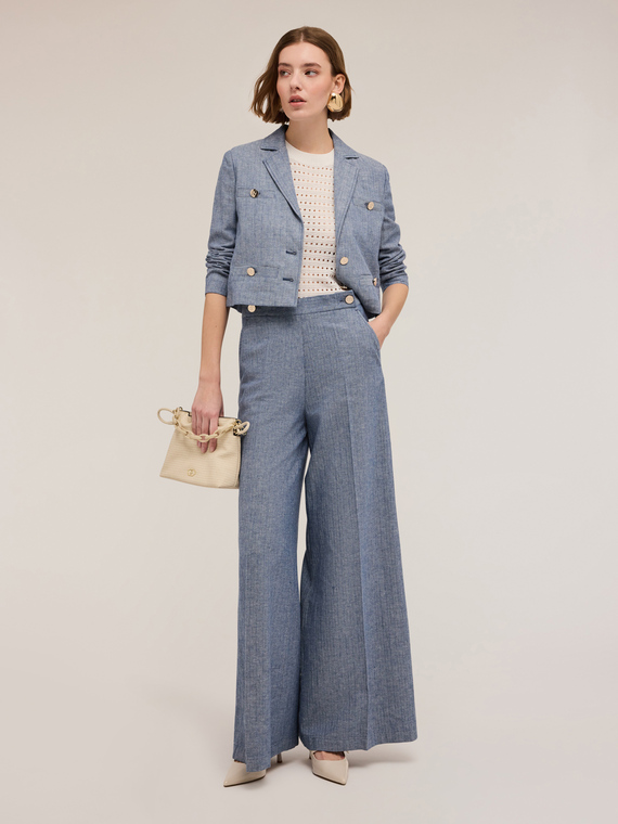 Pantaloni wide effetto denim