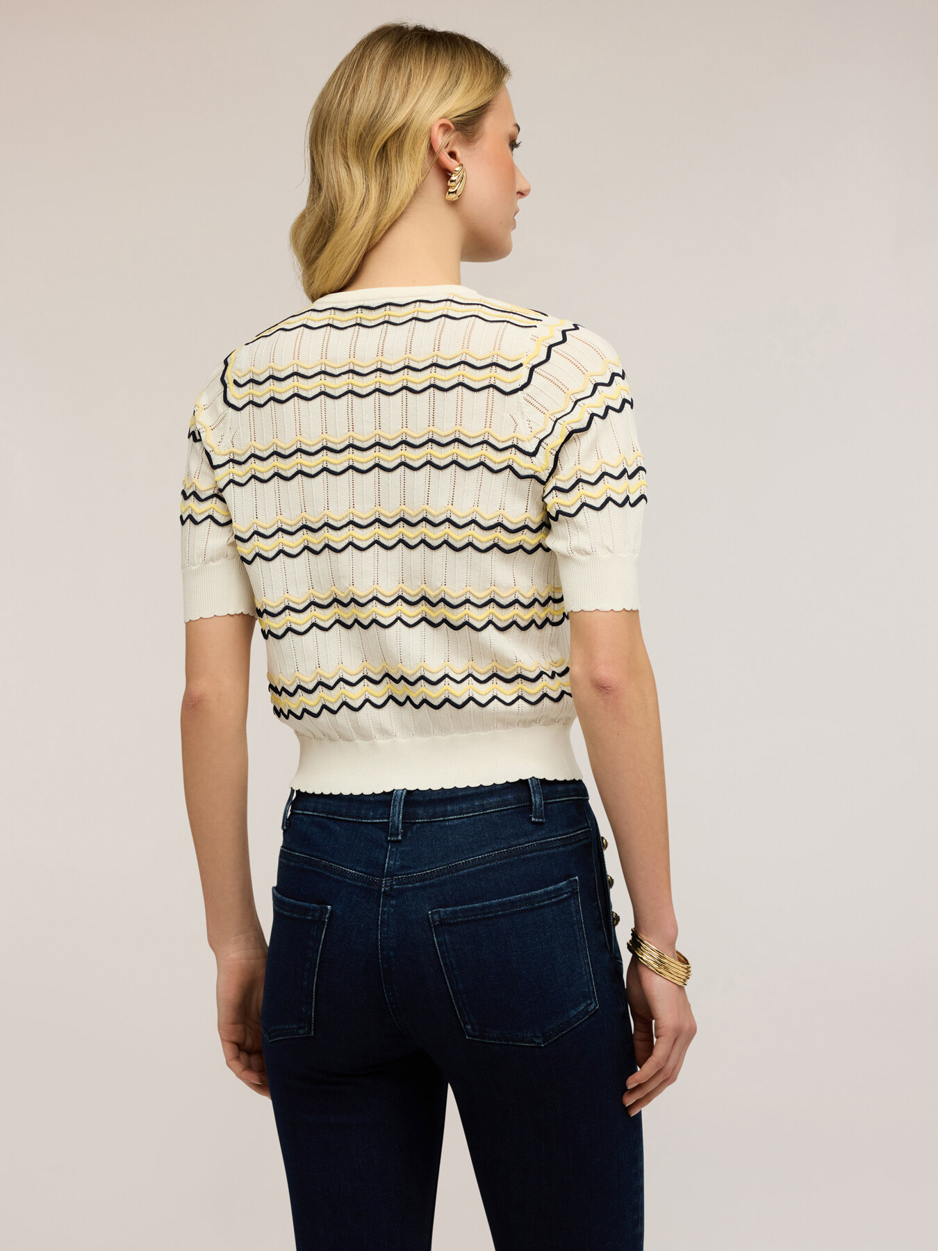 Chevron striped viscose blend sweater image number 1