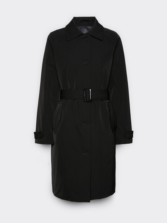 Piumino lungo con cintura