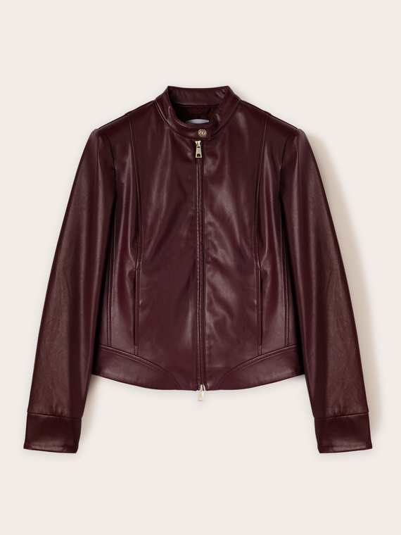 Coated fabric winter jacket with shaping cuts