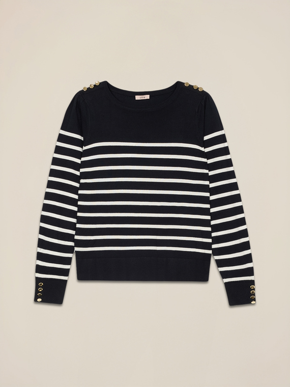 Striped sweater with metal buttons