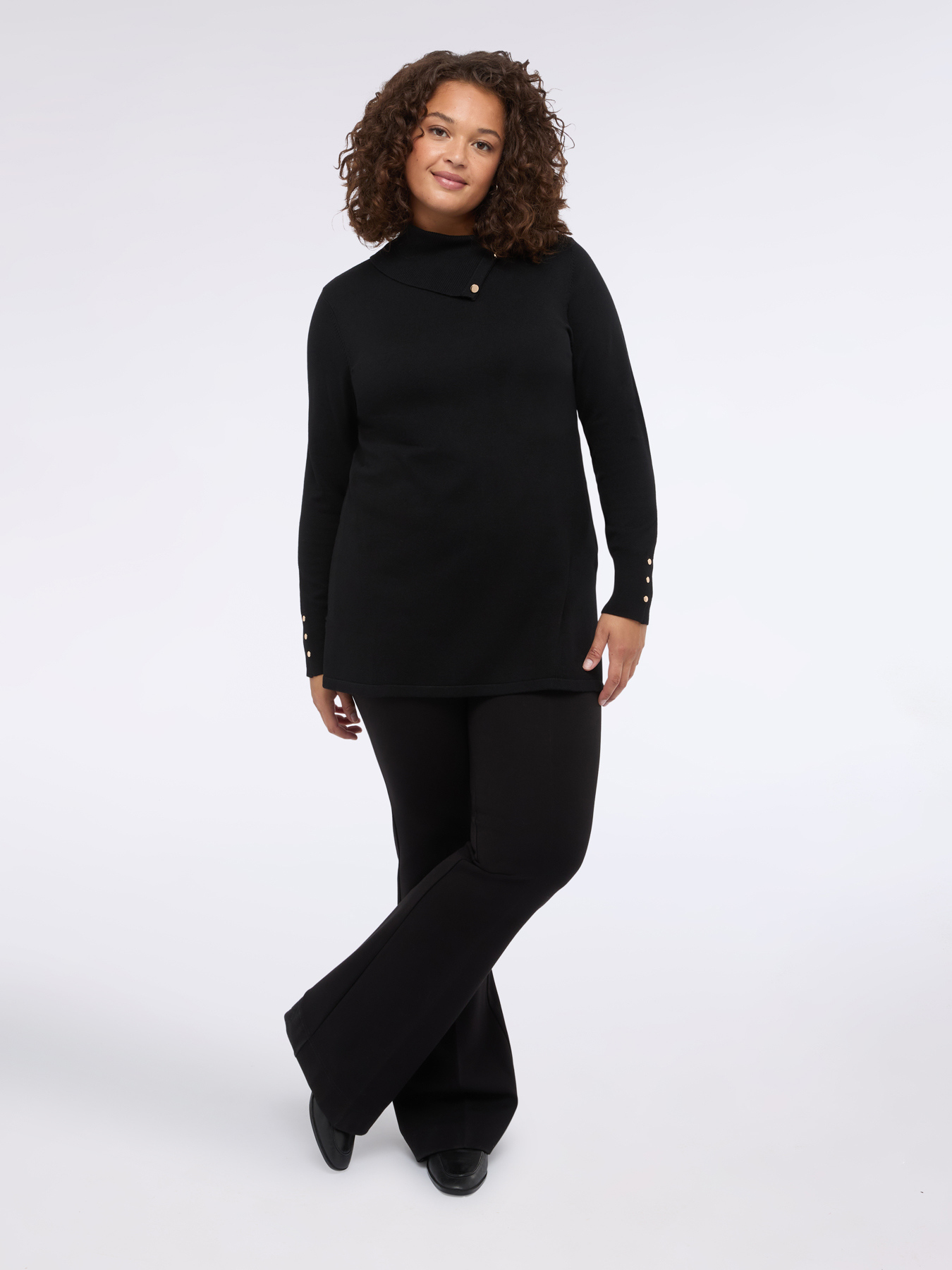 Long sweater with asymmetrical neckline image number 0