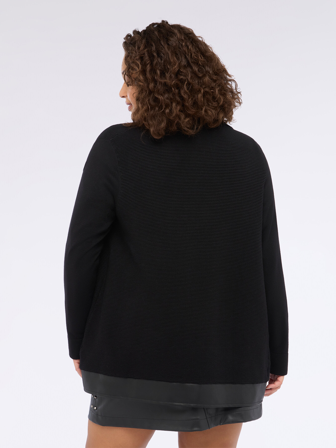 Cardigan con dettagli in tessuto spalmato image number 1