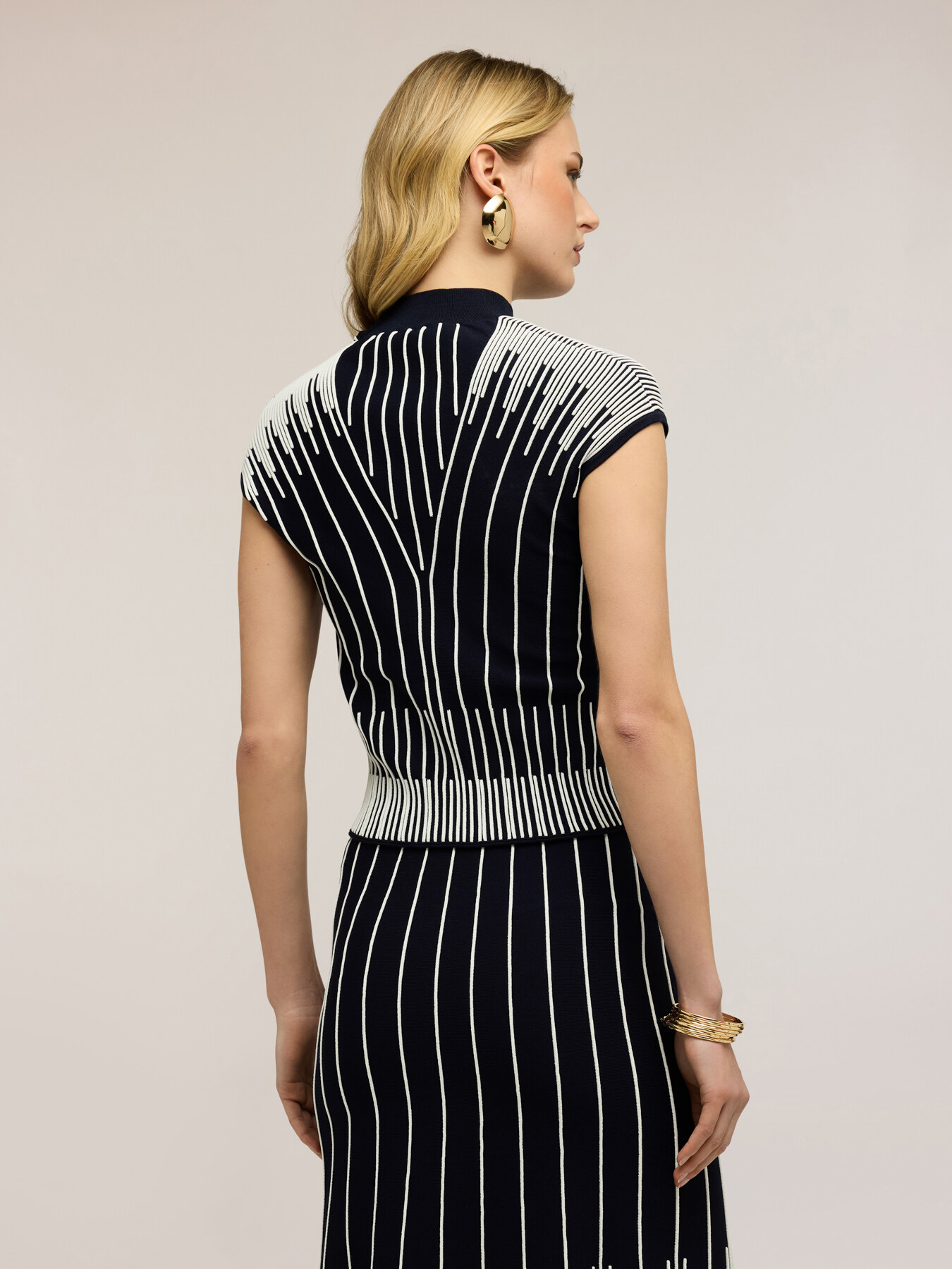 Striped viscose turtleneck sweater image number 1