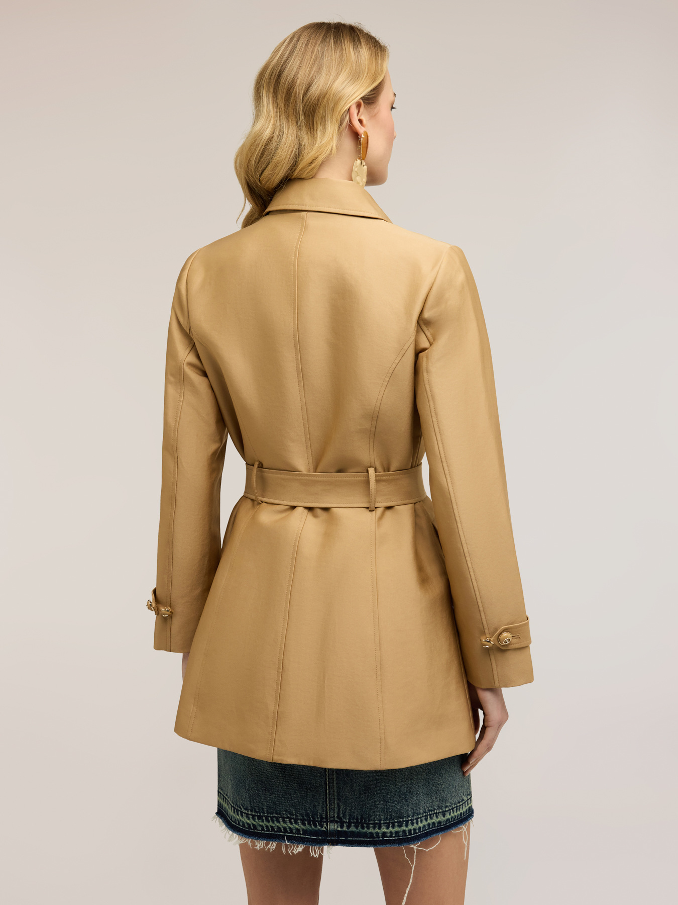 Mixed cotton trench coat with belt image number 1