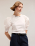 T-shirt con pietre e maniche a sbuffo image number 0
