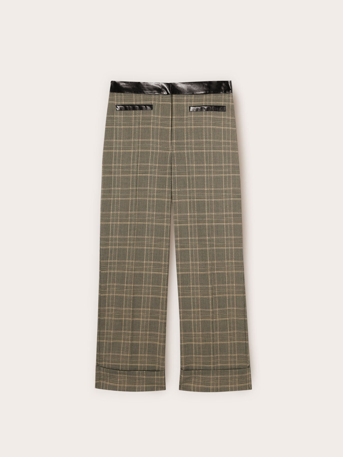 Pantaloni cropped tinto filo fantasia check image number 4